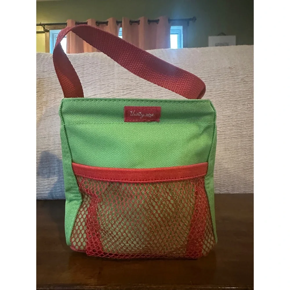 Thirty-One Snowman Littles Carry-All Caddy Green Red Holiday Gift Bag Organizer